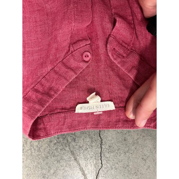 Eileen Fisher 2-Piece 100% Linen Set pink Shirt & Pants Size M top L pants - Picture 3 of 9